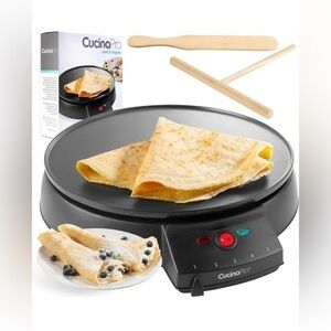 CucinaPro 12" Non-Stick Electric Griddle & Crepe Maker, w/ Batter Spreader